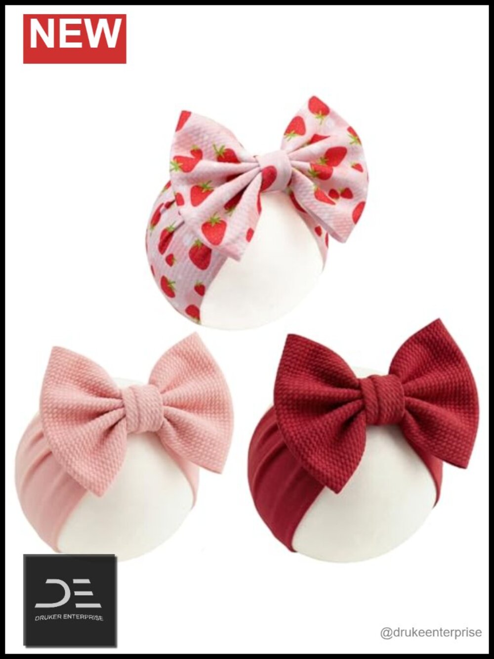 3 Pack Baby Girl Headbands with Bows Soft Stretchy Nylon Hair Accessories